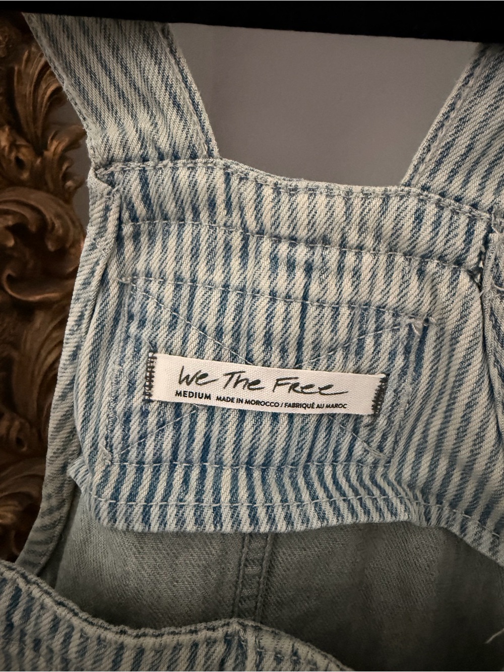 Free People Railroad Striped Denim Overall Dress in size M - Picture 5 of 9